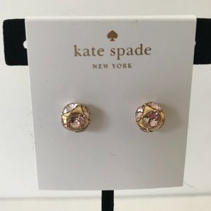 Nwt Kate Spade NY Gold Tone Pink Crystal Cluster Stud Earrings